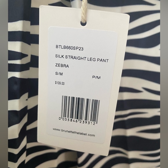Brunette The Label “Stevie” straight leg silk zebra pants. NWT - Picture 2 of 6